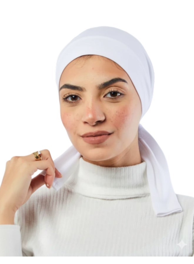 بندانة جيل قطن ليكرا ناعمة برباط أمامي - مقاس واسع - ألوان سادة - Image 1